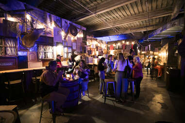 a rustic bar in the haunted house