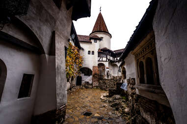 courtyard of castle bran in romania