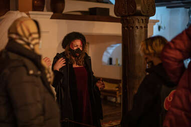 people gathering at halloween party bran castle 