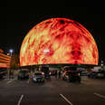 he Sphere is seen during the opening night with U2:UV Achtung Baby Live concert at the Venetian Resort in Las Vegas, Nevada, United States on September 29, 2023. 