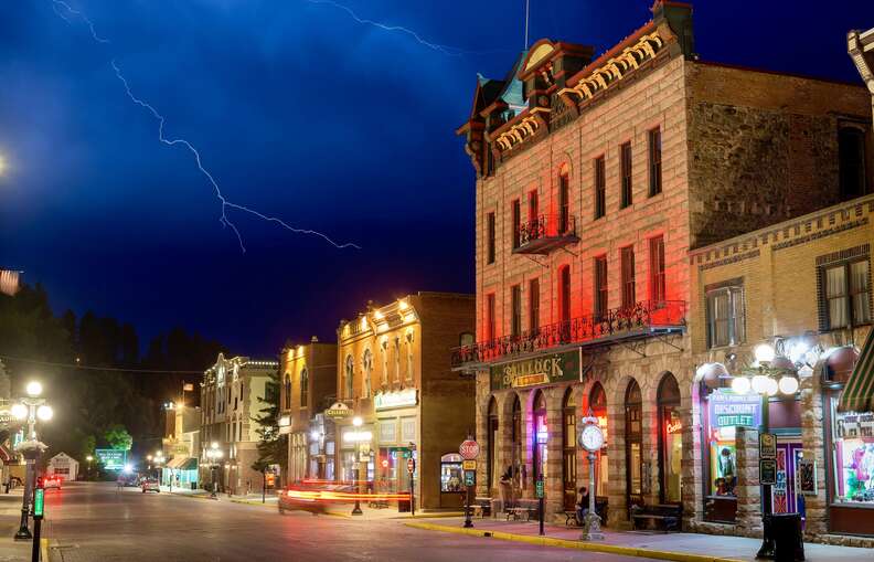 lightning striking the street of the bullock hotel 